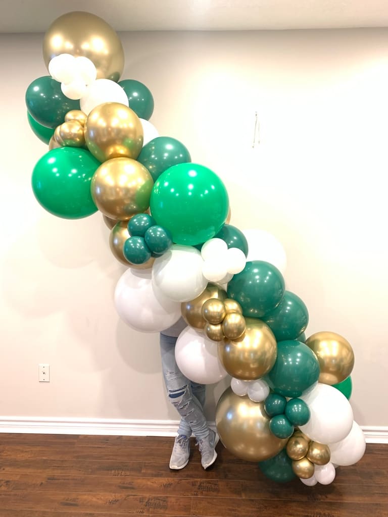 Green Gold and White Balloon Decoration | Majestic Balloons | Cambridge, Ontario